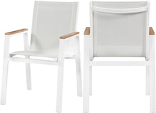 Load image into Gallery viewer, Nizuc White Mesh Waterproof Fabric Outdoor Patio Aluminum Mesh Dining Arm Chair image
