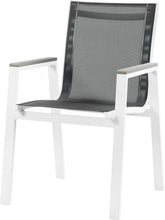 Load image into Gallery viewer, Nizuc Black Mesh Waterproof Fabric Outdoor Patio Aluminum Mesh Dining Arm Chair
