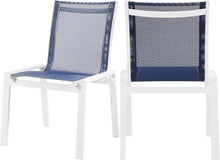 Load image into Gallery viewer, Nizuc Navy Mesh Waterproof Fabric Outdoor Patio Aluminum Mesh Dining Chair image
