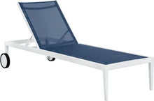 Load image into Gallery viewer, Nizuc Navy Mesh Waterproof Fabric Outdoor Patio Aluminum Mesh Chaise Lounge Chair image
