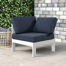 Load image into Gallery viewer, Nizuc Navy Waterproof Fabric Outdoor Patio Aluminum Corner Chair
