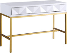 Load image into Gallery viewer, Pandora White Laquer with Gold Console Table image
