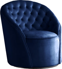 Load image into Gallery viewer, Alessio Navy Velvet Accent Chair image
