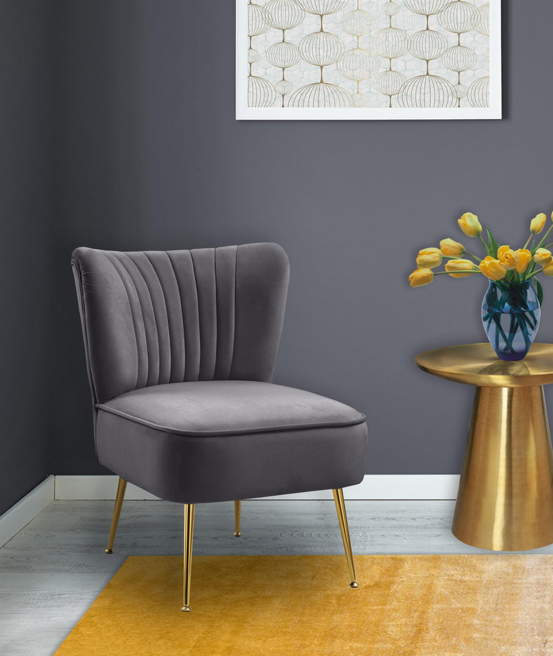 Tess Grey Velvet Accent Chair