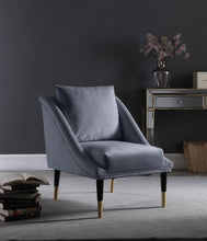 Load image into Gallery viewer, Elegante Grey Velvet Accent Chair
