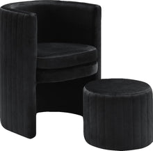 Load image into Gallery viewer, Selena Black Velvet Accent Chair and Ottoman Set image
