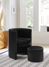 Load image into Gallery viewer, Selena Black Velvet Accent Chair and Ottoman Set
