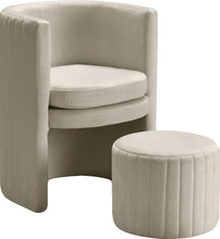 Load image into Gallery viewer, Selena Cream Velvet Accent Chair and Ottoman Set image

