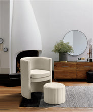 Load image into Gallery viewer, Selena Cream Velvet Accent Chair and Ottoman Set

