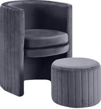 Load image into Gallery viewer, Selena Grey Velvet Accent Chair and Ottoman Set image
