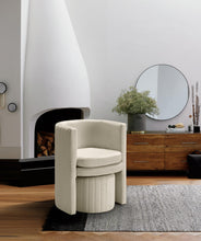 Load image into Gallery viewer, Selena Cream Velvet Accent Chair and Ottoman Set
