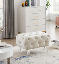 Load image into Gallery viewer, Crescent Cream Velvet Ottoman
