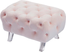 Load image into Gallery viewer, Crescent Pink Velvet Ottoman
