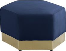 Load image into Gallery viewer, Marquis Navy Velvet Ottoman image

