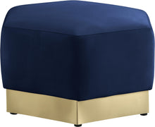 Load image into Gallery viewer, Marquis Navy Velvet Ottoman
