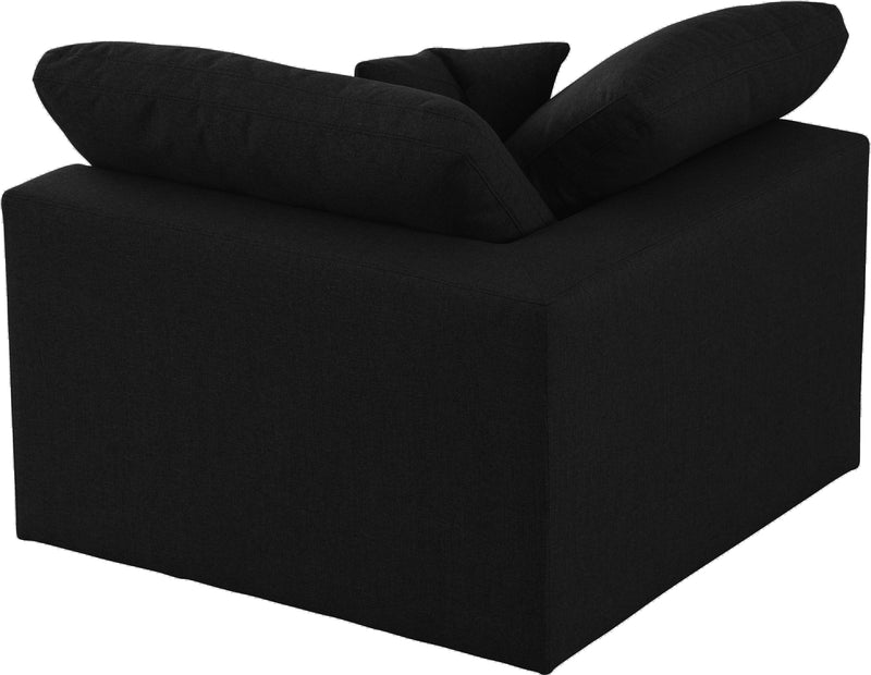 Serene Black Linen Fabric Deluxe Cloud Corner Chair