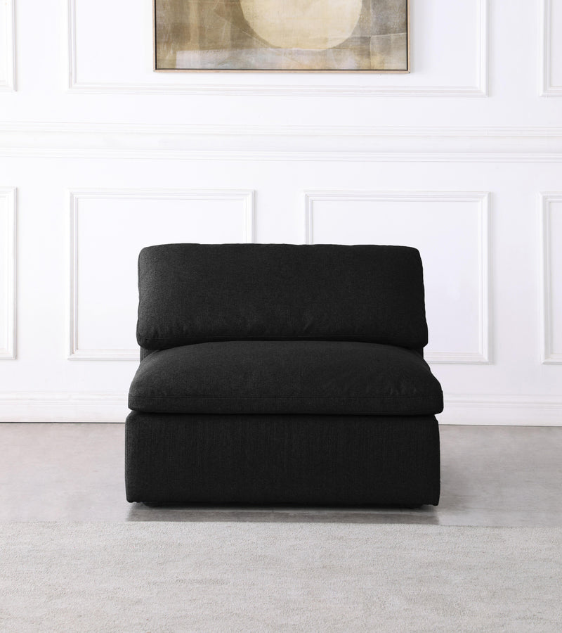 Serene Black Linen Fabric Deluxe Cloud Armless Chair