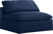 Load image into Gallery viewer, Serene Navy Linen Fabric Deluxe Cloud Armless Chair image
