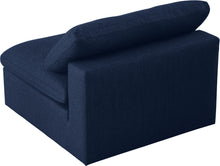Load image into Gallery viewer, Serene Navy Linen Fabric Deluxe Cloud Armless Chair
