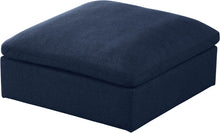 Load image into Gallery viewer, Serene Navy Linen Fabric Deluxe Cloud Ottoman
