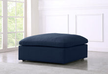 Load image into Gallery viewer, Serene Navy Linen Fabric Deluxe Cloud Ottoman

