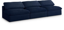 Load image into Gallery viewer, Serene Navy Linen Fabric Deluxe Cloud Modular Armless Sofa image

