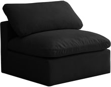 Load image into Gallery viewer, Plush Black Velvet Standard Cloud Modular Armless Chair image
