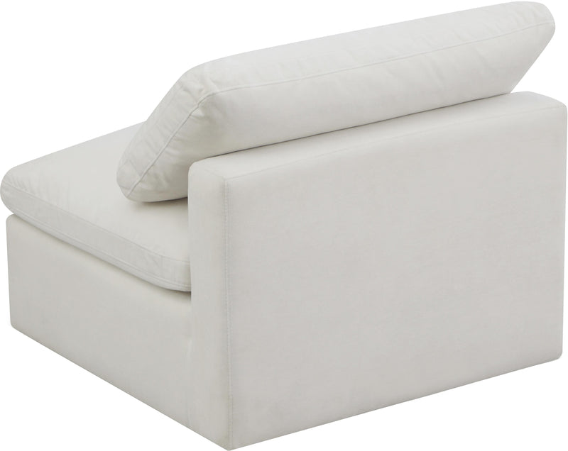 Plush Cream Velvet Standard Cloud Modular Armless Chair