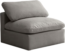 Load image into Gallery viewer, Plush Grey Velvet Standard Cloud Modular Armless Chair image
