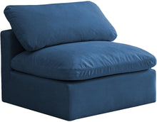 Load image into Gallery viewer, Plush Navy Velvet Standard Cloud Modular Armless Chair image
