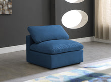 Load image into Gallery viewer, Plush Navy Velvet Standard Cloud Modular Armless Chair
