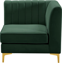 Load image into Gallery viewer, Alina Green Velvet Corner Chair
