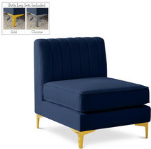 Load image into Gallery viewer, Alina Navy Velvet Armless Chair image
