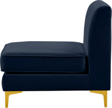 Load image into Gallery viewer, Alina Navy Velvet Armless Chair
