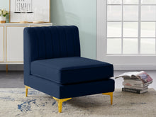 Load image into Gallery viewer, Alina Navy Velvet Armless Chair
