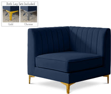 Load image into Gallery viewer, Alina Navy Velvet Corner Chair image

