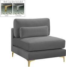 Load image into Gallery viewer, Julia Grey Velvet Modular Armless Chair image

