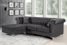 Load image into Gallery viewer, Damian Grey Velvet 2pc. Reversible Sectional
