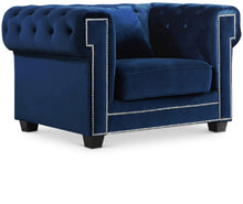 Load image into Gallery viewer, Bowery Navy Velvet Chair
