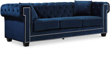Load image into Gallery viewer, Bowery Navy Velvet Sofa
