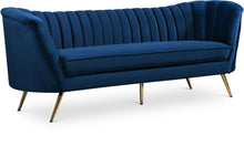Load image into Gallery viewer, Margo Navy Velvet Sofa image
