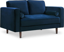Load image into Gallery viewer, Emily Navy Velvet Loveseat image
