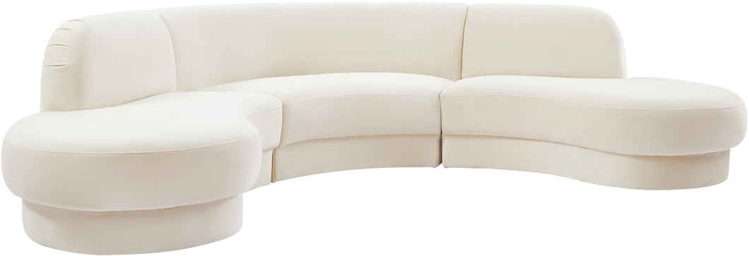 Rosa Cream Velvet 3pc. Sectional (3 Boxes)