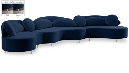 Vivacious Navy Velvet 3pc. Sectional (3 Boxes) image
