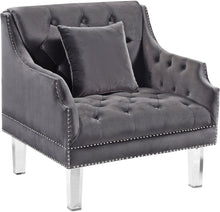Load image into Gallery viewer, Roxy Grey Velvet Chair
