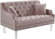 Load image into Gallery viewer, Roxy Pink Velvet Loveseat image
