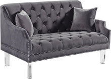 Load image into Gallery viewer, Roxy Grey Velvet Loveseat image
