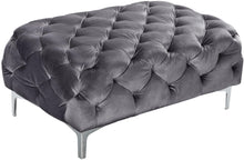 Load image into Gallery viewer, Mercer Grey Velvet Ottoman image
