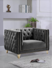 Load image into Gallery viewer, Michelle Grey Velvet Chair
