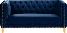 Load image into Gallery viewer, Michelle Navy Velvet Loveseat
